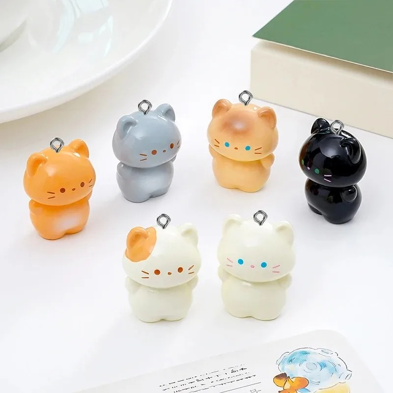 Resin Art Engagement - 10-pack schattige 3D staande kitten harscharms