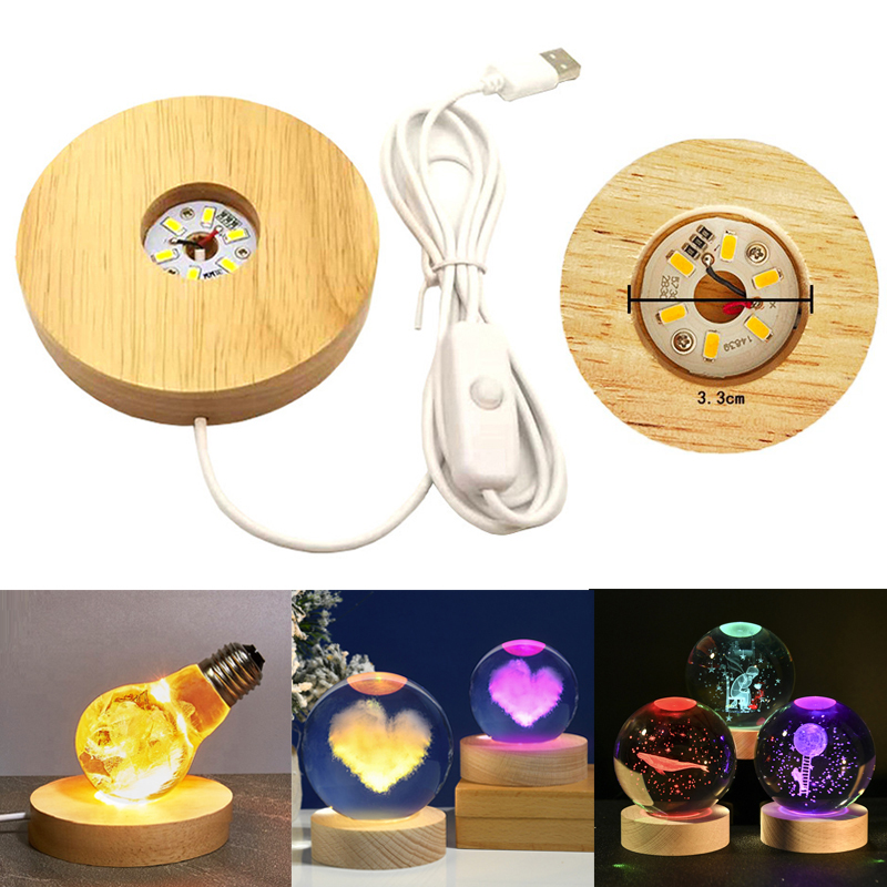 Resin Art Lamp - Hars Art Display Rond Hout Kleurrijk