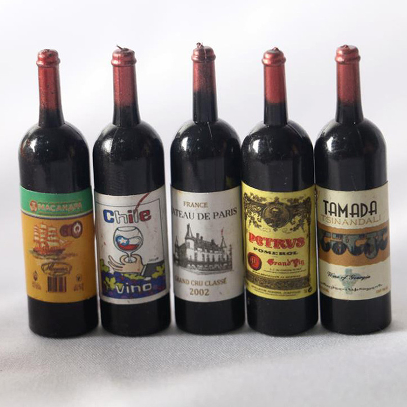Resin Art Bottle - 5 stuks 1/12 poppenhuis miniatuur wijnfles