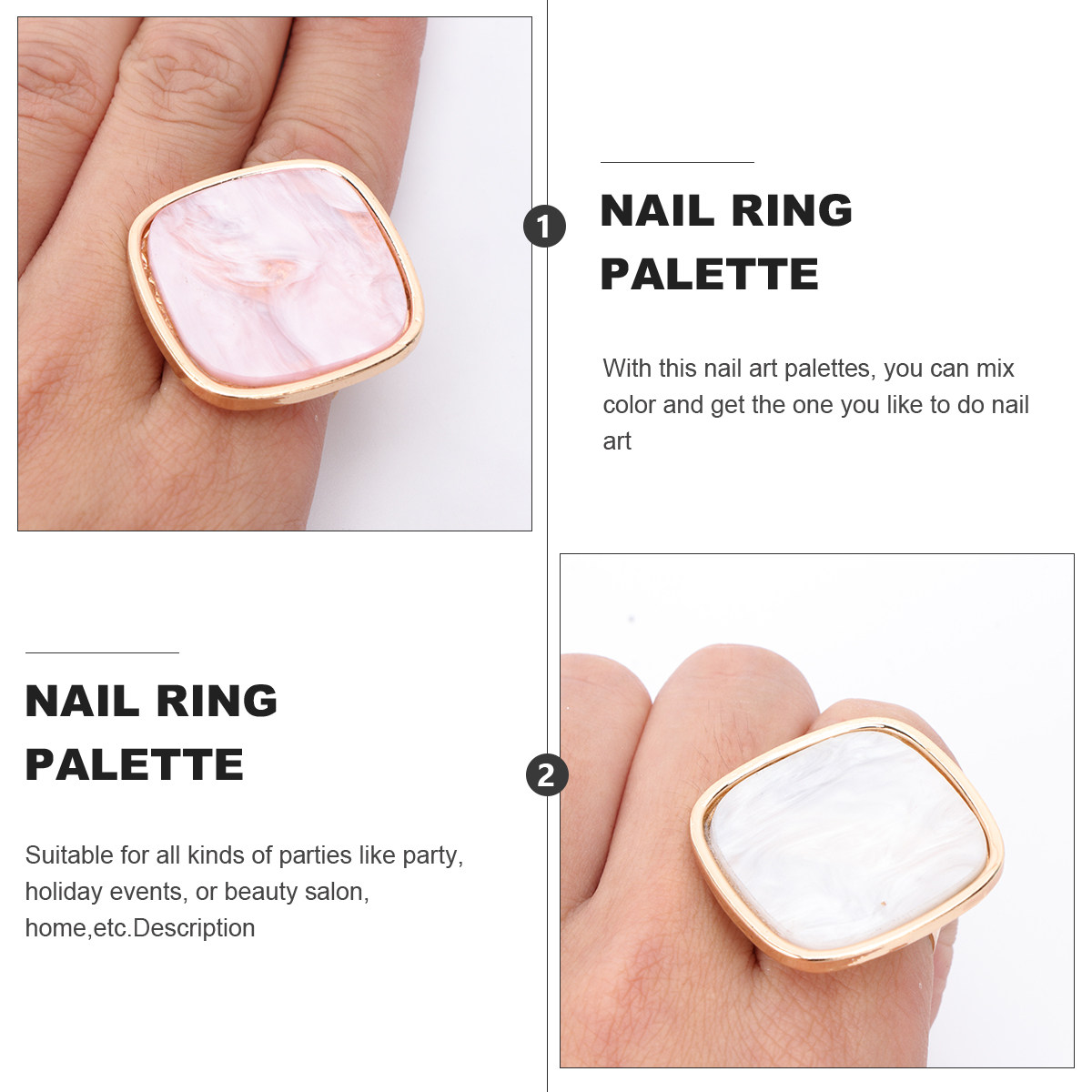 Resin Art Ring Design - 2 stuks mini nagelkunst ringpaletten van