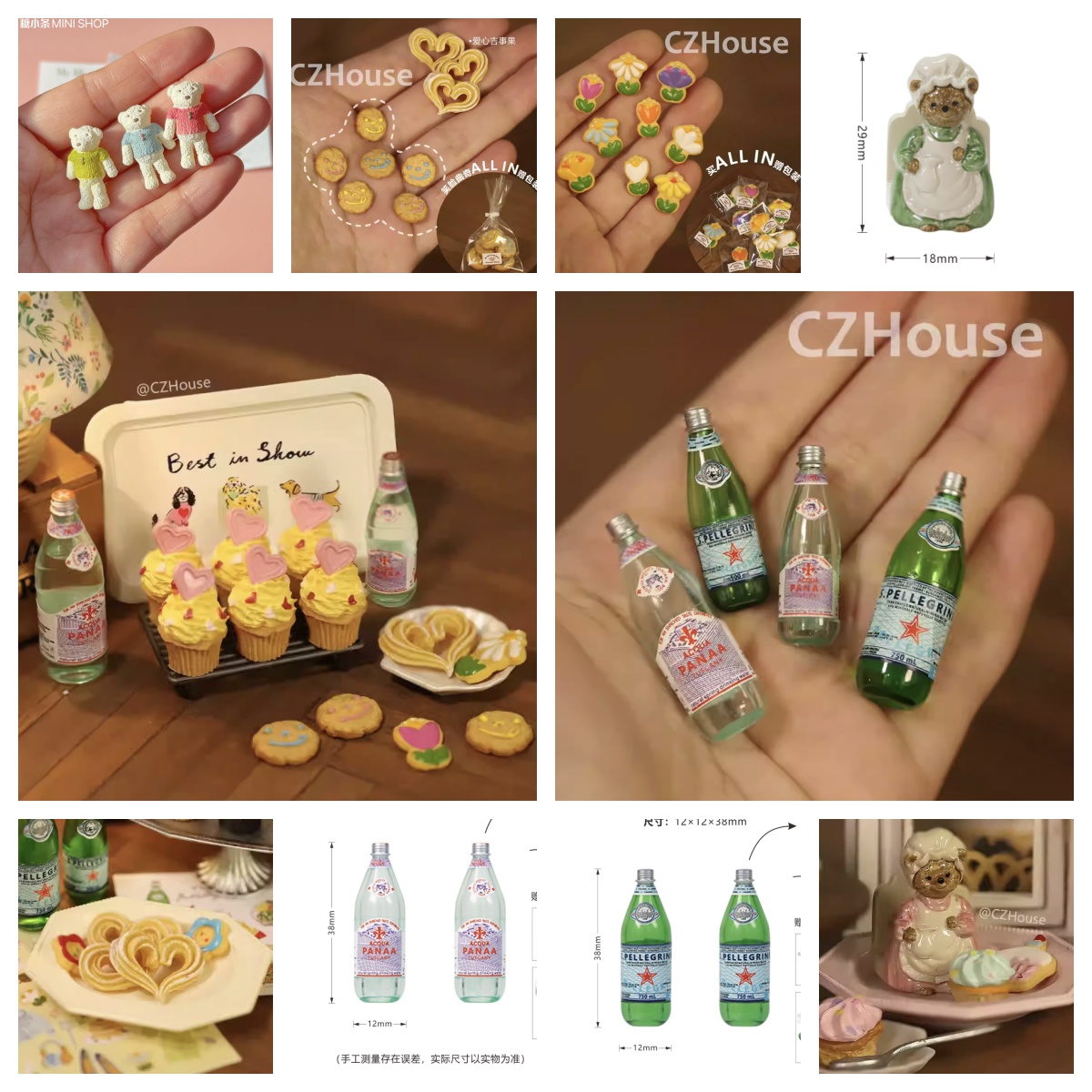 Resin Art Bottle - 1/6 schaal miniatuur dessertcollectie: hartvormige taart,