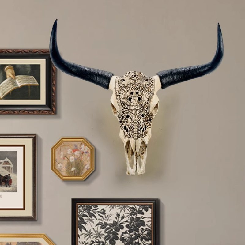 Background Resin Art - Hars Bull Head Wanddecoratie Retro Faux