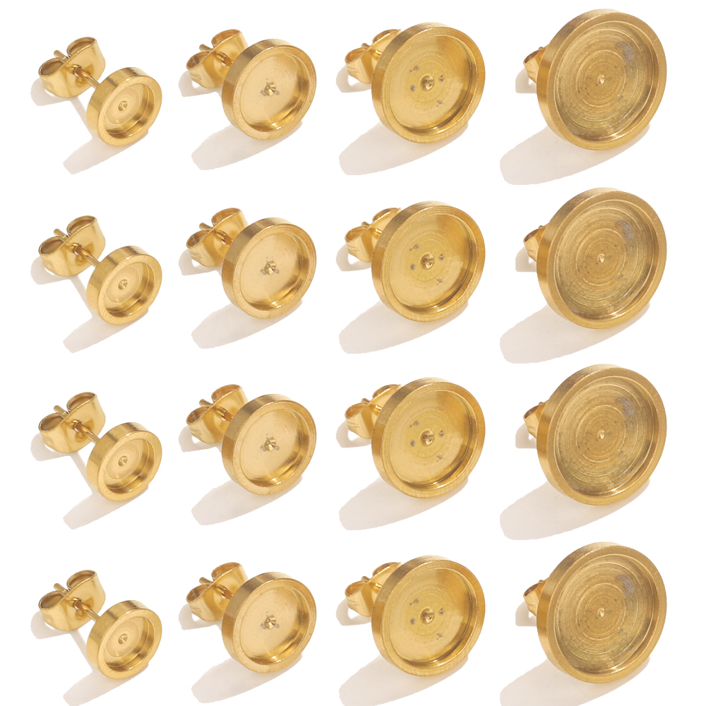 Resin Art Engagement - 10st roestvrij staal gouden oorbel stud