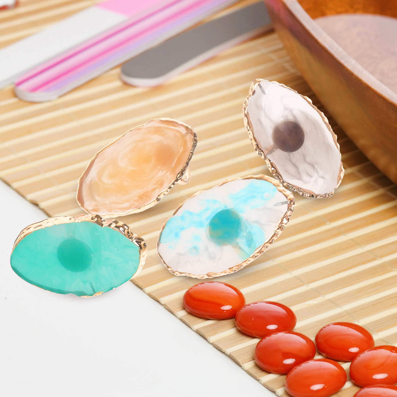 6 stuks hars nagelkleur mengpa - Resin Art Ring Design recensie en prijs